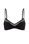 Tory Burch Top Bikini In Black With Sheer Mesh Panel Detail