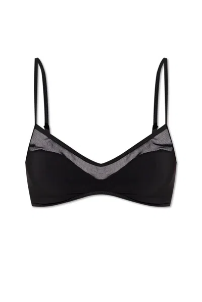 Tory Burch Sheer Panel Bikini Top In Black