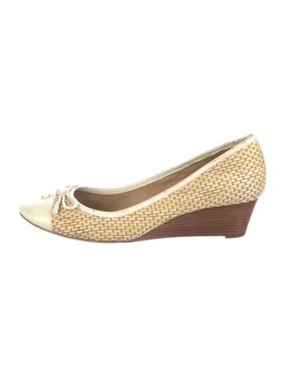 Pre-owned Tory Burch Straw Animal Print Pumps