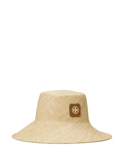 Tory Burch Straw Bucket Hat In Burgundy
