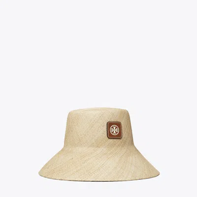 Tory Burch Straw Bucket Hat In Neutral