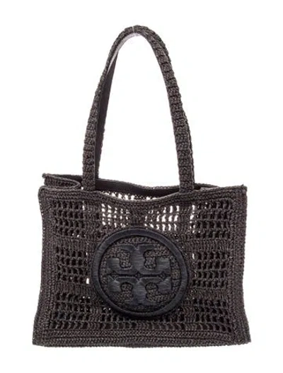 Pre-owned Tory Burch Straw Clutch In Black
