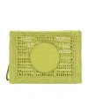 Tory Burch Hand Crocheted Raffia Rectangular Clutch Pouch In Green