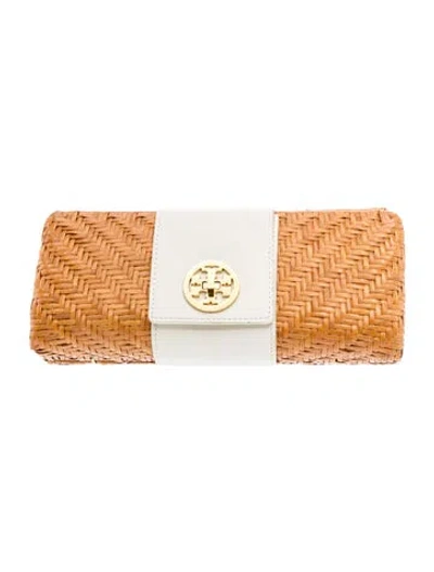 Pre-owned Tory Burch Straw Clutch In Neutrals