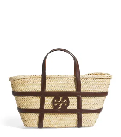 Tory Burch Straw Ella Tote Bag In Neutral