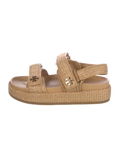 Pre-owned Tory Burch Straw Espadrilles In Neutral