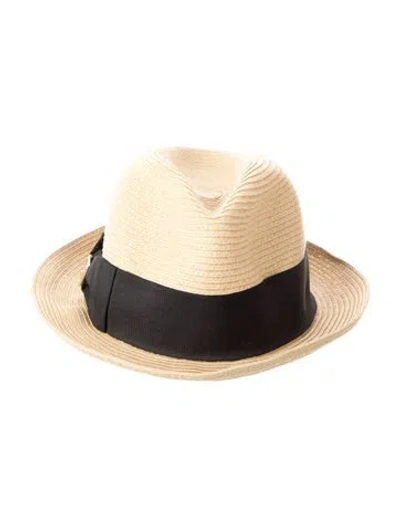 Pre-owned Tory Burch Straw Fedora In Neutral