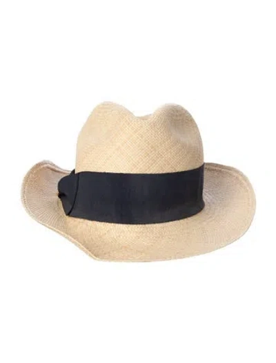 Pre-owned Tory Burch Straw Panama Hat In Multi