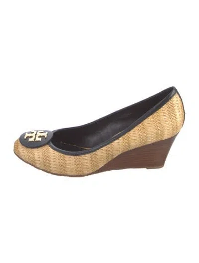 Pre-owned Tory Burch Straw Patterned Pumps