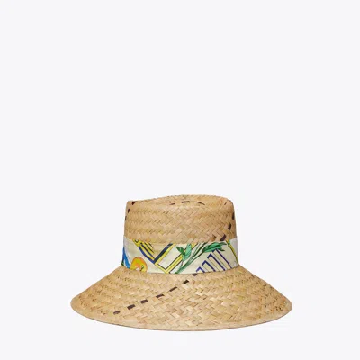 Tory Burch Straw Ribbon Hat In Brown