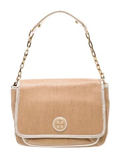 Pre-owned Tory Burch Straw Shoulder Bag In Neutral