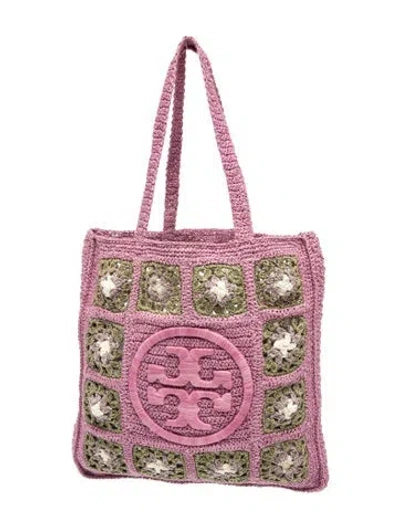 Pre-owned Tory Burch Straw Shoulder Bag In Pink