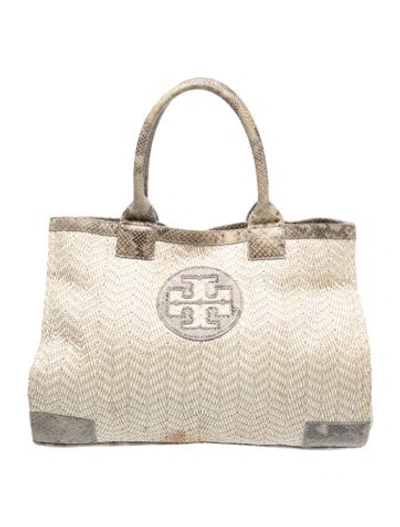 Pre-owned Tory Burch Straw Tote In Neutral