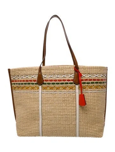 Pre-owned Tory Burch Straw Tote In Neutral