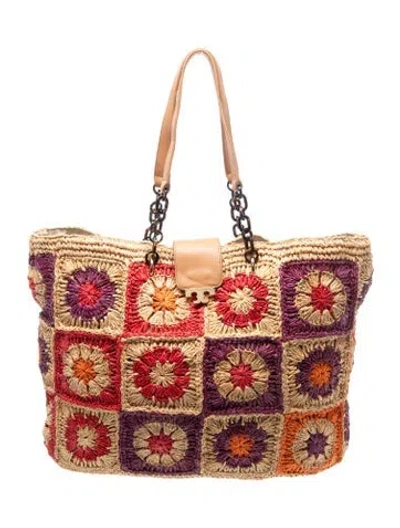 Pre-owned Tory Burch Straw Tote In Neutrals