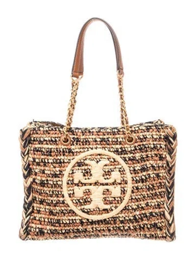 Pre-owned Tory Burch Straw Tote In Neutrals