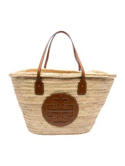 Pre-owned Tory Burch Straw Tote W/ Tags In Neutrals