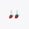 Tory Burch Strawberry Earring In Light Silver/red/pearl
