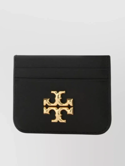 Tory Burch Streamlined Rectangular Leather Card Holder In Black