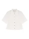 Tory Burch Camp Short Sleeved Button-up Shirt In White