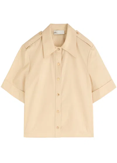 Tory Burch Stretch-cotton Poplin Shirt In Camel