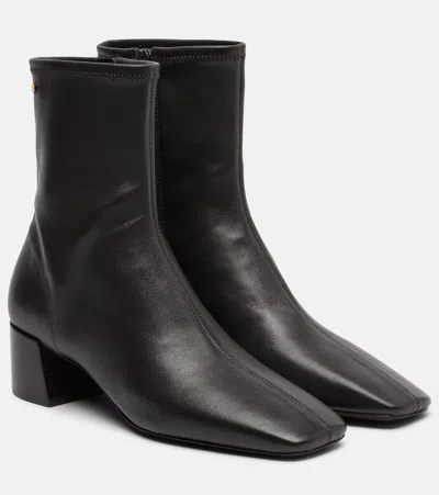 Tory Burch Stretch Leather Ankle Boots In Brown