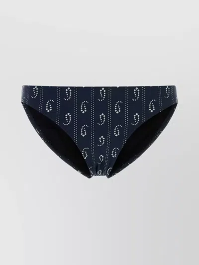 TORY BURCH STRETCH NYLON BIKINI BOTTOM WITH PATTERNED DESIGN