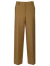 Tory Burch Pressed-crease Wool-blend Tailored Trousers In Green