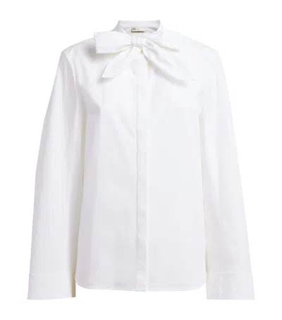 Tory Burch Stretch-cotton Bow Blouse In White