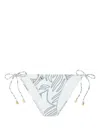 Tory Burch String-print Bikini-bottoms In Blue
