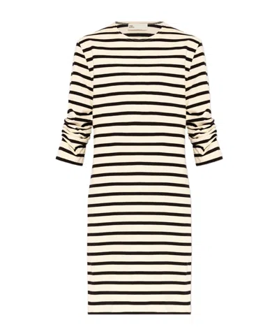 Tory Burch Stripe-pattern Cotton Dress In White
