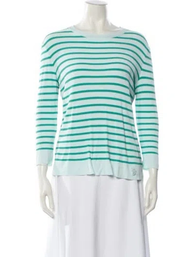 Pre-owned Tory Burch Striped Bateau Neckline Sweater In Blue