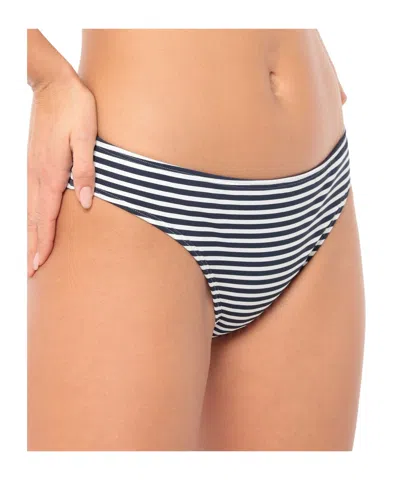 Tory Burch Striped Bikini Bottom In Blue