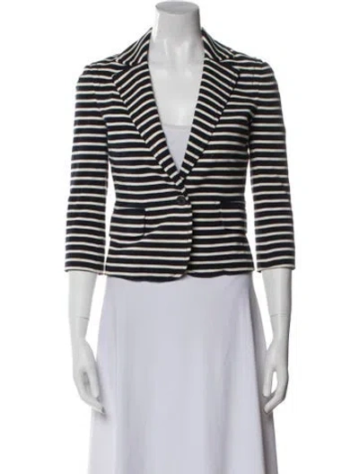 Pre-owned Tory Burch Striped Blazer In Blue