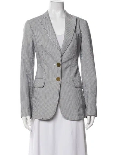 Pre-owned Tory Burch Striped Blazer In Grey/white