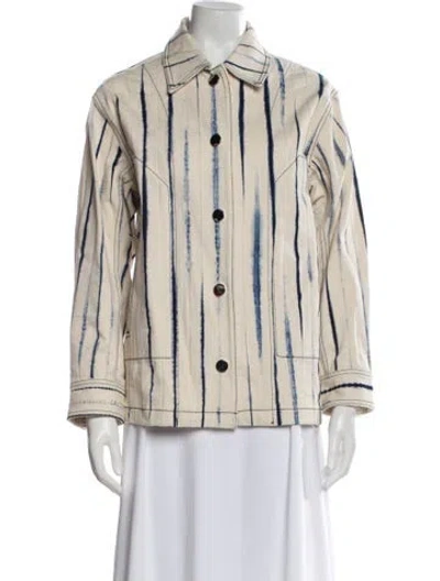 Pre-owned Tory Burch Striped Blazer In Neutral