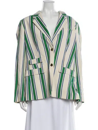 Pre-owned Tory Burch Striped Blazer In Neutral