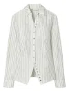 Tory Burch Striped Cinched Button-down Top In Multi