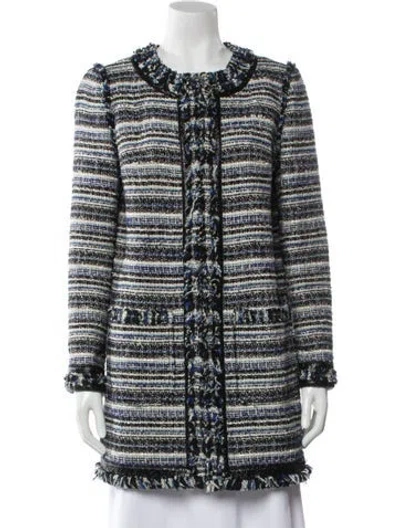 Pre-owned Tory Burch Striped Coat In Blue