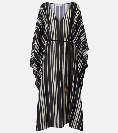 Tory Burch Striped Cotton And Silk Kaftan In Multi