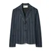 Tory Burch Striped Cotton Blazer In Blue