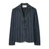 Tory Burch Striped Cotton Blazer In Blue