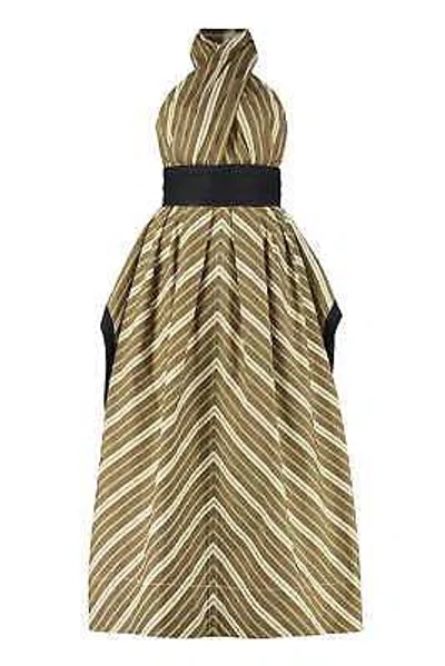 Pre-owned Tory Burch Striped Cotton Lmaxi Dress In Multicolor
