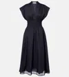 Tory Burch Embroidered Cotton Midi Dress In Blue