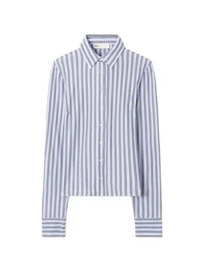 Tory Burch Striped Cotton Piqué Polo Shirt In Multi