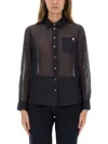 Tory Burch Organdy Pinstripe Voile Shirt In Blue