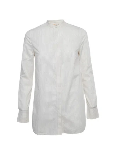 Pre-owned Tory Burch Striped Cotton Shirt In White