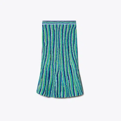 Tory Burch Crochet-knit Striped Midi Skirt In Multi