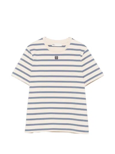 Tory Burch Striped Cotton T Shirt In Animal Print