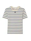 Tory Burch Cotton Stripe Logo T-shirt In Multi